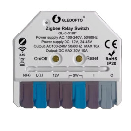 Išmani relė MINI, ZigBee + RF, 230Vac / 12-48Vdc, su jungiklio jungtimi, MQTT