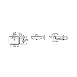DAMA SENSO COMPACT & SQUARE Praustuvas 65 × 47 cm su montavimo rinkiniu su anga maišytuvui