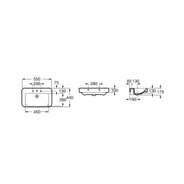 DAMA SENSO COMPACT & SQUARE Praustuvas 55 × 47 cm su montavimo rinkiniu su anga maišytuvui