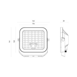 Lauko šviestuvas su saulės baterija ir judesio jutikliu LUNIR, 1400lm, 4000mAh, 4000K, 100°