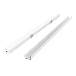 LED profilio komplektas, 3m, paviršinis, baltas, su baltu dangteliu, laikikliais ir aklėmis