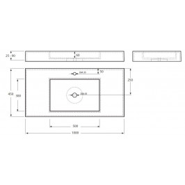 Akmens masės praustuvas Vispool F-1000 1000x450x90 mm baltas