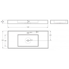 Akmens masės praustuvas Vispool F-1200 1200 x 450 x 95 baltas