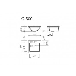 Akmens masės praustuvas Vispool Q500 500x477 mm baltas