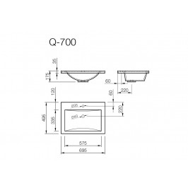 Akmens masės praustuvas Vispool Q-700  695 x 495 cm baltas