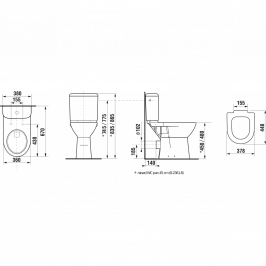 Unitazo puodas Deep 48cm paaukštintas su stačiu nubėgimu horizontaliu nuotaku baltas