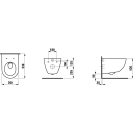 Pakabinamas unitazas PRO NEW (530 x 360 x 430 mm) su stačiu nubėgimu baltas