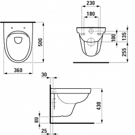 Pakabinamas unitazas KOMPAS Rimless baltas