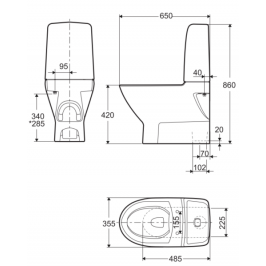 Inspira Art Rimfree  kombinuotas unitazas vertikalus klijuojamas 2/4 ltr. Fresh WC funkcija