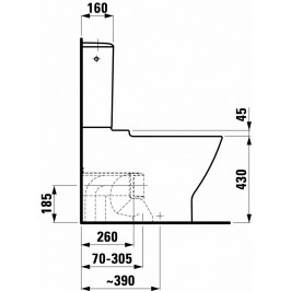 Kombinuoto unitazo puodas PALACE (700 x 360 x 895 mm) su stačiu nubėgimu univ. nuotaku baltas