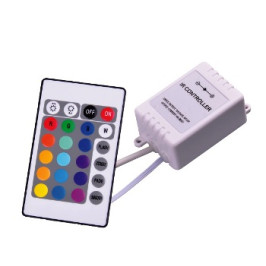 LED RGB juostų valdiklis su distanciniu IR pulteliu 12Vdc 3x2A 72W