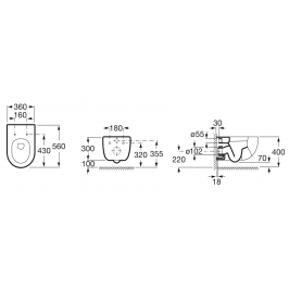 Pakabinamas unitazas MERIDIAN (560x360x400 mm) baltas