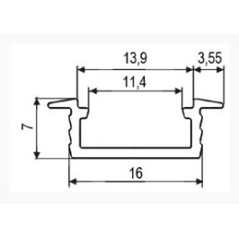 Profilis aliuminis anoduotas LED juostoms įleidžiamas PROF-151 2m