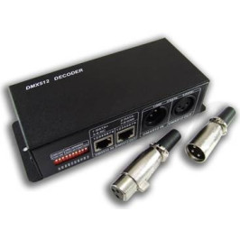 LED juostų RGBW valdiklis 12-24V DMX 512 4x4A