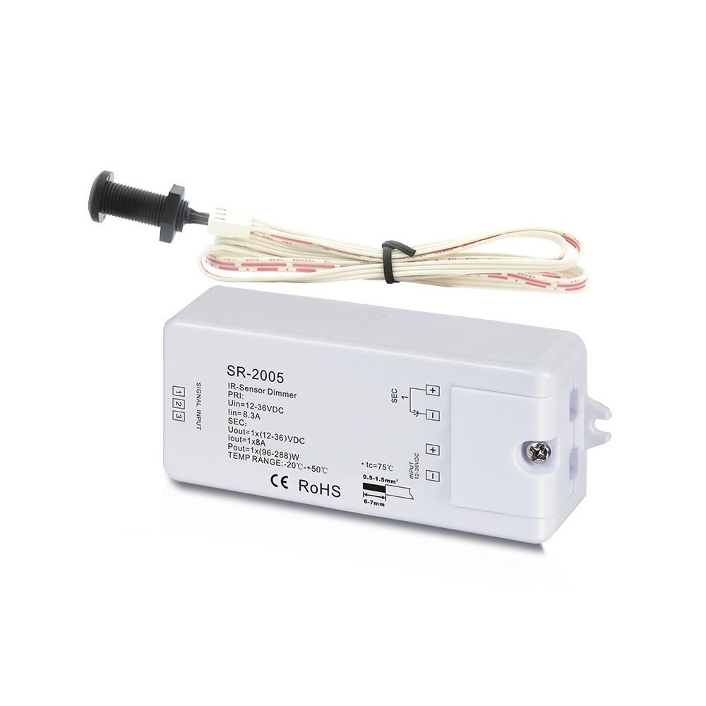 LED juostų sensorinis valdiklis 12-36Vdc ON-OFF-DIM 8A valdomas rankos judesiu, Sunricher