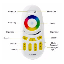 LED juostų RGBW valdymo sistemos nuotolinis pultas, 4 zonų, Mi Light