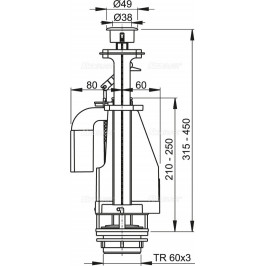 WC nuleidimo mechanizmas A08A dvig. 3/6 ltr. unitazų bakeliams