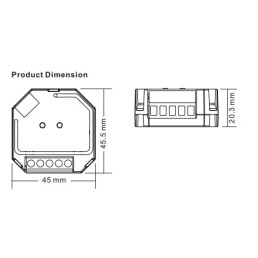 LED valdymo sistemos imtuvas 230Vac 200W, PUSH-DIM, TRIAC, Easy-RF serija, Sunricher