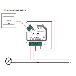 LED valdymo sistemos imtuvas 230Vac 200W, PUSH-DIM, TRIAC, Easy-RF serija, Sunricher