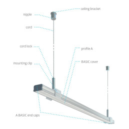 Profilis aliuminis anoduotas LED juostoms paviršinis, A, 1m LUMINES