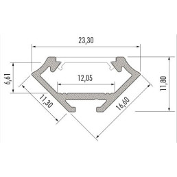 Profilis aliuminis anoduotas LED juostoms kampinis, paviršinis C, 1m LUMINES