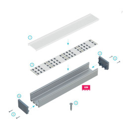 Profilis aliuminis anoduotas LED juostoms, 2.02m, platus ILEDO, LUMINES