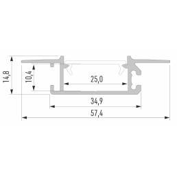 Profilis aliuminis anoduotas LED juostoms įleidžiamas, priglaistomas, ZATI, 1m LUMINES