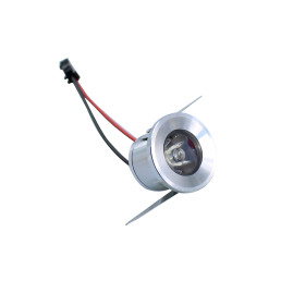 Šviestuvas LED 1W įleidžiamas apvalus šiltai balta 230VAC sidabrinis