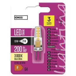 LED lemputė G4 12V JC 2W 210lm, šiltai balta, 3000K, EMOS