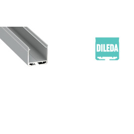 Profilis aliuminis anoduotas LED juostoms paviršinis, platus, gilus, DILEDA, 1m LUMINES