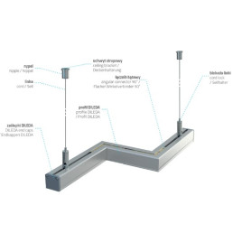 Profilis aliuminis anoduotas LED juostoms paviršinis, platus, gilus, DILEDA, 1m LUMINES