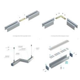 Profilis aliuminis anoduotas LED juostoms paviršinis, platus, gilus, DILEDA, 2.02m LUMINES