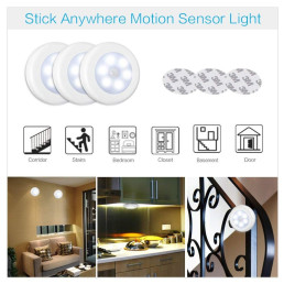 LED šviestuvėliai su judesio davikliu, maitinamas 3 x AAA baterijomis, 3vnt. kompl.