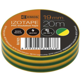 Izoliacinė juosta PVC 19mmx013mmx20m geltona-žalia F61925, EMOS