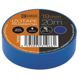 Izoliacinė juosta PVC 19mmx013mmx20m mėlyna F61924, EMOS