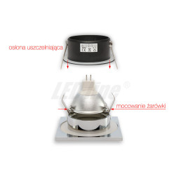 Įmontuojamas šviestuvas, hermetinis kvadratinis, aliuminio lydinys, nerūdijančio plieno, LED line