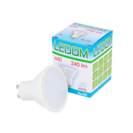 Lemputė LED GU10 230V 3W 240lm neutraliai balta, LEDOM