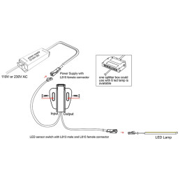 LED jungiklis 12-24Vdc, 4A, su IR jutikliu, baldinis, paviršinio montavimo