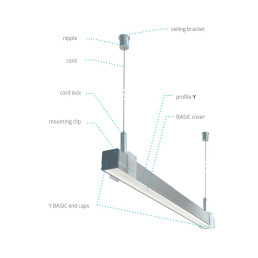 Profilis aliuminis anoduotas LED juostoms aukštas paviršinis, Y, 3m LUMINES