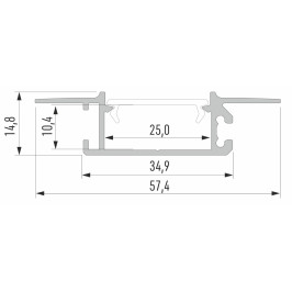 Profilis aliuminis anoduotas LED juostoms įleidžiamas, priglaistomas, ZATI, 3m LUMINES