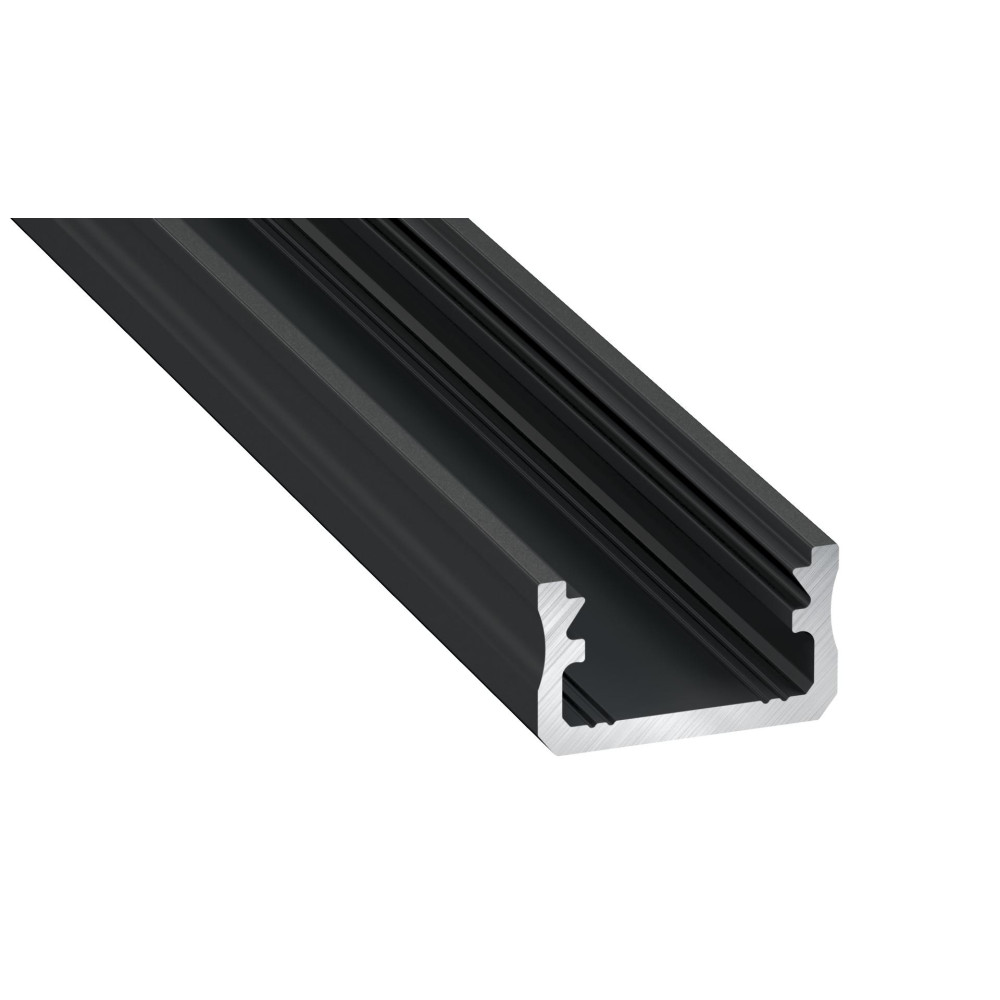 Profilis LED juostoms, aliuminis anoduotas juodas, paviršinis A, 3 metrai, Lumines