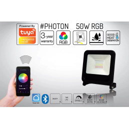 Lauko šviestuvas LED 50W RGB + BLUETOOTH TUYA 230Vac, IP65, juodas, PHOTON, LED LINE
