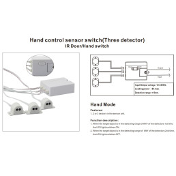 LED valdiklis skirtas trims sensoriams 12-24V 4A, veikia durelių/ rankos judesio rėžimu