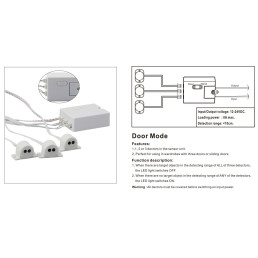 LED valdiklio IR-DH sensorius, IR, 1vnt, su jungtimi, skirtas valdyti durelių/ rankos judesiu