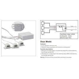 LED valdiklio IR-DH sensorius, IR, 1vnt, su jungtimi, skirtas valdyti durelių/ rankos judesiu