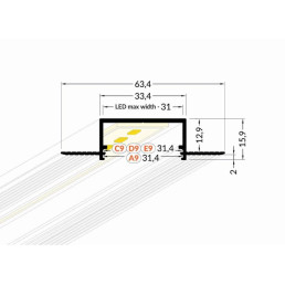 Profilis aliuminis anoduotas LED juostoms, priglaistomas, VARIO30-04, 3m, TOPMET