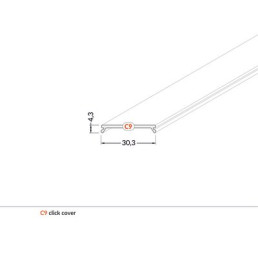 LED profilio VARIO30 dangtelis, užspaudžiamas CLICK, baltas, 3m, TOPMET