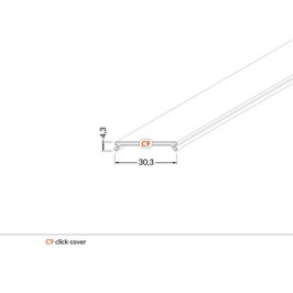 LED profilio VARIO30 dangtelis, užspaudžiamas CLICK, baltas, 3m, TOPMET
