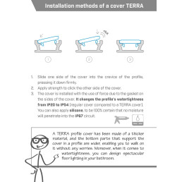 LED profilio TERRA dangtelis, hermetiškas, baltas, 3 metrai, LUMINES