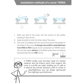 LED profilio TERRA dangtelis, hermetiškas, baltas, 3 metrai, LUMINES